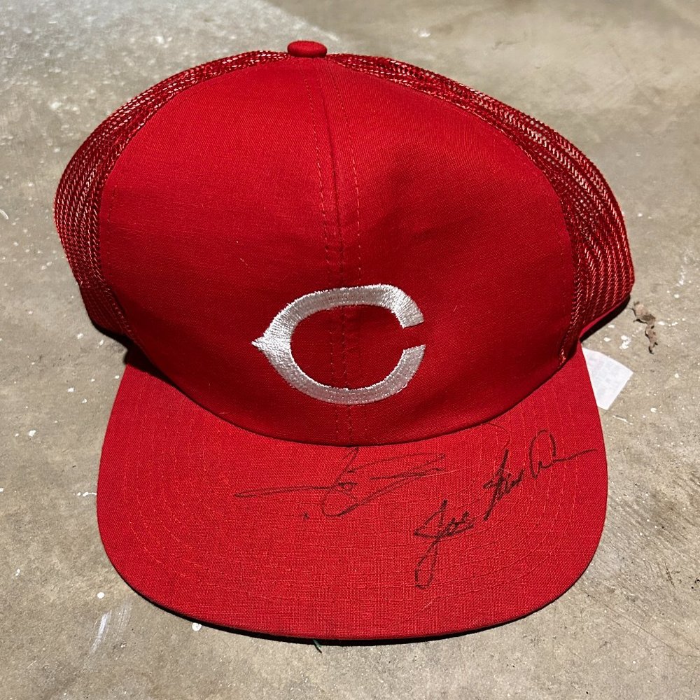 Jose Rijo & Joe Nuxhall Signed Vintage Reds Hat